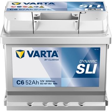 Batterie de démarrage Varta Dynamic C6 12 V 52 Ah 520 A – Plomb-acide (sans entretien)