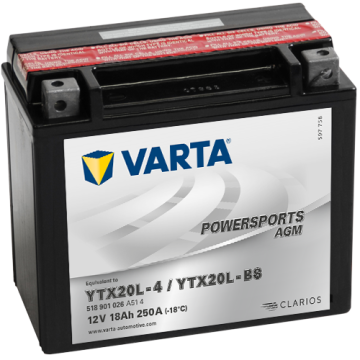Batterie moto Varta Powersports AGM YTX20L-BS 12 V 18 Ah 250 A – AGM