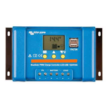 Régulateur de charge solaire Victron BlueSolar PWM LCD&USB 12/24 V 5 A 